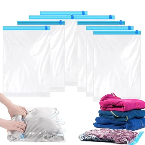 8 Stück Vakuumbeutel Für Kleidung,Vakuumbeutel Reise,Vakuum Aufbewahrungsbeutel Zum Rollen Von Wiederverwendbaren Kleidungsstücken,Decken,Handtüchern,60 X 40 Cm,Reisezubehör
