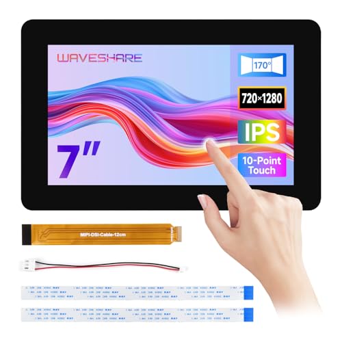 Waveshare 7inch DSI Capacitive Touch Display Compatible with Raspberry Pi 5/4B/3B+ and ESP32-P4/RK3506/RK3576, 720×1280, IPS Panel 10-Point Touch Screen, Anti-Fingerprint Process