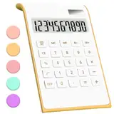 QpenguinBabies Taschenrechner, 10-stelliger Solarbatterie, Dual-betriebener Wirtschaftstischrechner, geneigtes LCD-Display, weiß