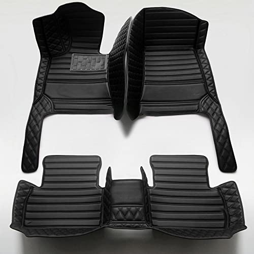 Personalisierung Anpassen Autofussmatten - 3D Luxus PU-Leder Auto Fussmatten Massanfertigung, Nach Maß Fußmatten Kompatibel mit 99% AutoMarke Modell (Alle schwarz)