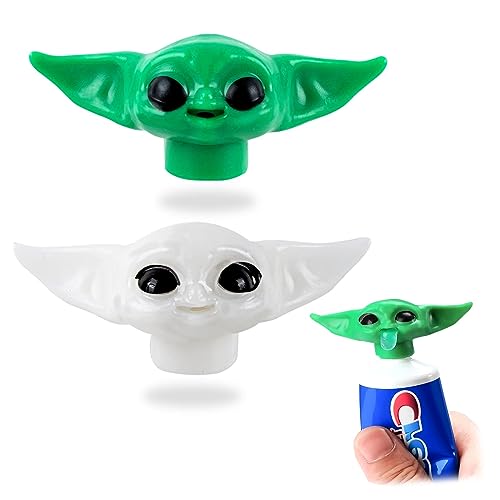 AYNKH 4 Stück (2 Grün＋2 Weiß) Baby Yoda Zahnpasta-kappenspender Zahnpasta-Spender lustige quetscher für Filmfans, Erwachsene und Kinder