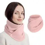 Figarge Winter Halswärmer, dicker Fleece Shaker Schal mit Doppelschnalle, Kragen Schal für Frauen, Schal Snood, Warmer Halswärmer, Mode-Accessoire Für Alle Anlässe (Rosa Farbe)