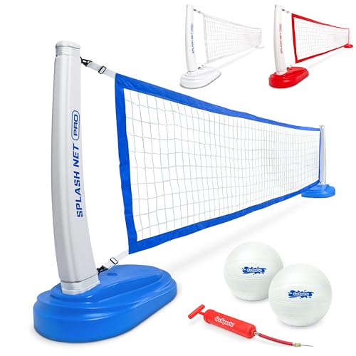 GoSports Unisex, Teenager VB-SPLASHNET BLUE Splash Net Pro Pool Volleyball Netz | inkl. 2 Wasservolleybälle und Pumpe, Blau
