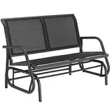 tectake® outdoor Schaukel Bank, 2-Sitzer Schaukelstuhl wetterfest, Gartenbank mit Schaukelmechanismus, bis 300 kg belastbar, Lounge Möbel für Park, Garten, Terrasse Balkon, 121 x 72 x 86,5 cm -schwarz