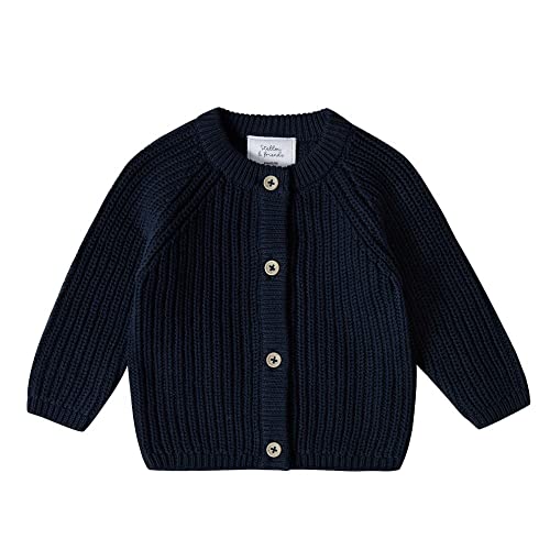 Stellou & friends Cardigan-Strickjacke für Mädchen und Jungen | Hochwertige Baby-Kleidung aus 100% Baumwolle | Gr. 86/92 - Navy