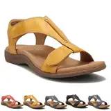 Donubiiu Rinah OrthopäDische Ledersandalen, Orthosun Sandalen Damen, Ortho Sun Sandalen, OrthopäDische Sandalen Damen, Orthosun - Ergonomic Orthopedic Sandals (Gelb,40 EU)