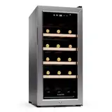 Klarstein Weinkühlschrank,1 Zone Getränkekühlschrank, Leiser Indoor/Outdoor Kühlschrank, 50 Liter Flaschenkühlschrank Klein, Weinschrank für Getränke, Weinkühler für 18 Flaschen, 5-18°C