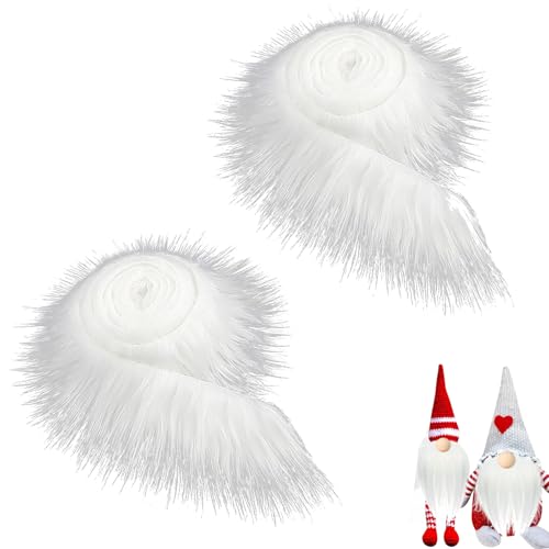 2 Stück Kunstfell Zum Basteln, Kunstfell Meterware, Langhaarplüsch Weiß, Flauschig, Flauschig, zum Basteln, Zotteliges Synthetisches Plüsch-Patch, Nähen, Fellzuschnitte für Heimwerker (Weiß, 5 CM X 1.
