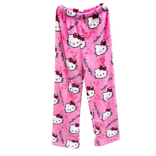 Pyjama Bottoms,Women's Pyjamas,Schlafanzug Damen Lang,Weihnachts Pyjamahose,Fluffy Casual Pyjama Hosen,Soft Flannel Anime Cartoon Kawaii Warm Schlafanzughosen,Cute Schlafhose Weich Kuschelhose