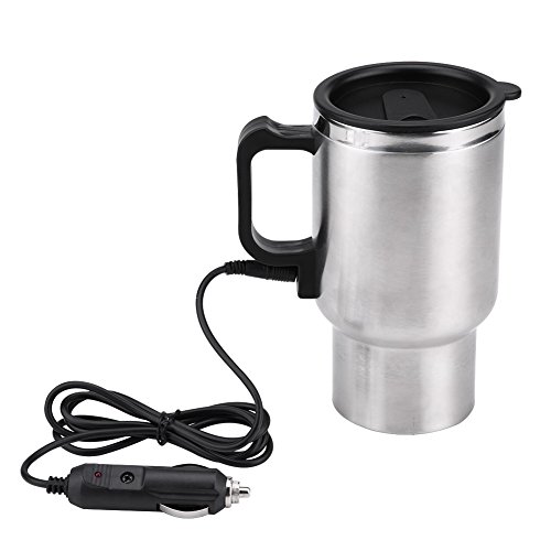 wasserkocher 12 volt auto,Tbest Auto Wasserkocher, 12V 450ml Elektro Reise Heizbecher Reisekessel aus Edelstahl im Auto Reisewasserkocher Kaffee Tee Autotasse Becher Trinkbecher