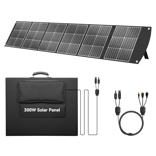 Ecosonique 300W Faltbar Solarpanel DC/QC 3.0 USB-A & USB-C Tragbares Solarpanel Ladegerät mit abnehmbarem Power Hub, IP67 Wetterfeste Faltbares Folarmodul für Camping, Outdoor
