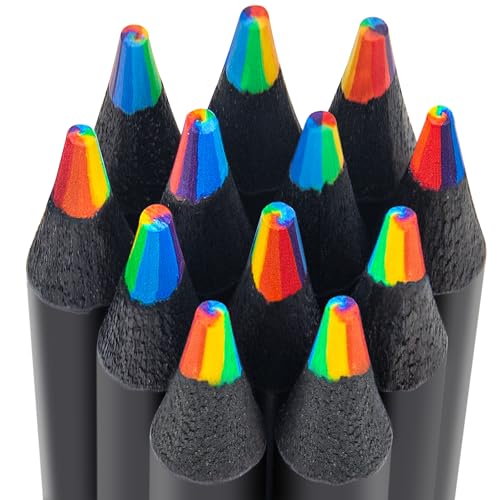 WISYOK Regenbogenstift 12PCS, 7 in 1 Regenbogenstifte für Kinder, Regenbogen Buntstift für Kindergeburtstag Geschenke, Gastgeschenke, Mehrfarbiger Buntstifte für Zeichnen, Färben, Schule