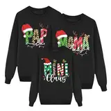 Weihnachten Pullover Familie, Weihnachtspullover Ugly Lustig Weihnachten Pullover Rundhals Langarm Christmas Strickpullover 2024 Xmas Pullis Weihnachtsdruck Tops Partnerlook Pärchen Unisex Kinder 03