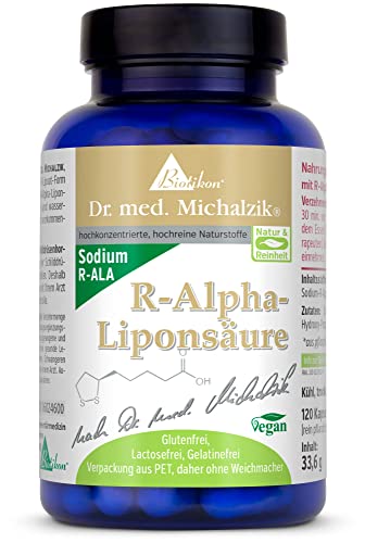 R-Alpha-Liponsäure Dr. med. Michalzik - wertvolles Sodium-R-Lipoat - Sodium-R-Alpha-Lipoat [ 200 mg] - ohne Zusatzstoffe - von BIOTIKON®