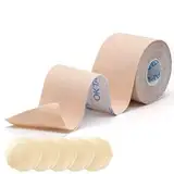 OK TAPE Klebe BH Push Up Große Brust Boob Tape BH Rückenfrei Trägerloser BH Push Up Für Kleider Brust Tape mit 5 Paar Brustwarzenabdeckungen, unsichtbares Brust Tape,5cm x 5m,Rosa