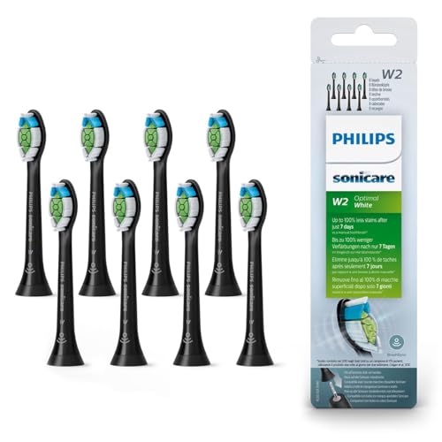 Philips Sonicare Original W2 Optimal White Standard Schallzahnbürstenköpfe - 8er-Pack in Schwarz (Modell HX6068/13)