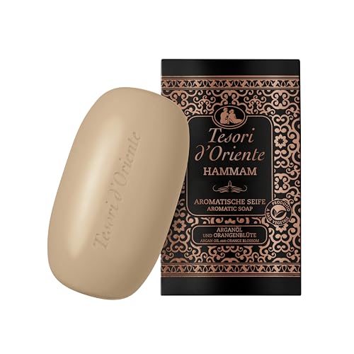 Tesori d'Oriente Feste Seife 'Hammam', 125 g, aromatische Handseife mit Argan-Öl und Orangenblüte, Körperseife zur sanften Reinigung der Haut, Ritual für Körper & Sinne