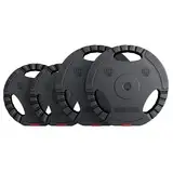 GORILLA SPORTS® Hantelscheiben - Einzeln/Set, 1,25kg, 2,5kg, 5kg, 10kg, 15kg, 17,5kg, 27,5kg, 30kg Gewichte, 30/31mm Bohrung, Tri-Grip, Kunststoff - Gewichtsscheiben, Hantelscheiben-Set