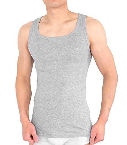 MC's Goods 4er Pack Herren Unterhemd Achselshirt Tank Top aus 100% Baumwolle feinripp (glatt) in weiß, grau oder schwarz (2 / M, Grau)