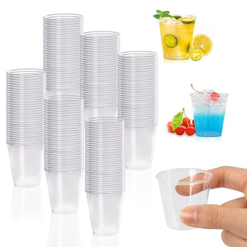 Votoko 200 Stk Plastik Schnapsgläser, 3cl/30ml Shotgläser Plastikbecher, Schnapsbecher aus PS Material, Plastik Stamperl Transparente Shot Becher, Trinkbecher Kurz für Partys Hochzeiten Weihnachten