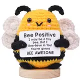 Mwmoeen Pocket Hug Biene Glücksbringer Geschenke, Kreative Positive Strickwolle Biene Geschenke für Mutmacher Geschenk, Gute Besserung Geschenk, Muttertagsgeschenk(B35)