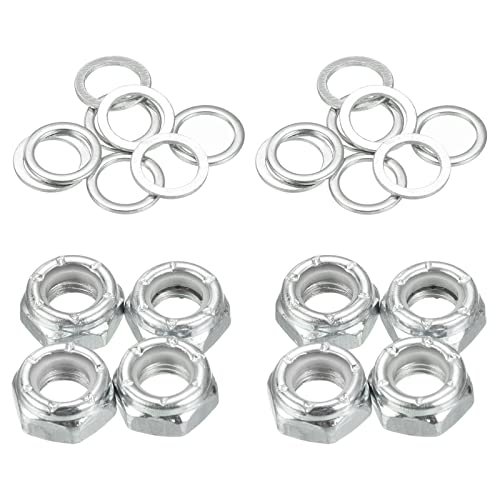 PATIKIL Skateboard Lock Muttern Set 2 Set 5/16 Skateboard Truck Achse Unterlegscheiben Distanzstück Hardware Reparatur Kit für Langboard Cruiser Silber