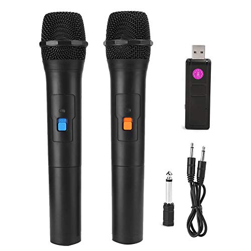 V16U Universelles Kabelloses Mikrofon, Professionelles Drahtloses Mikrofon 2 in 1 VHF USB Empfangs-Handmikrofon mit Empfänger für Karaoke Live-Auftritte Meetings Partys 50m