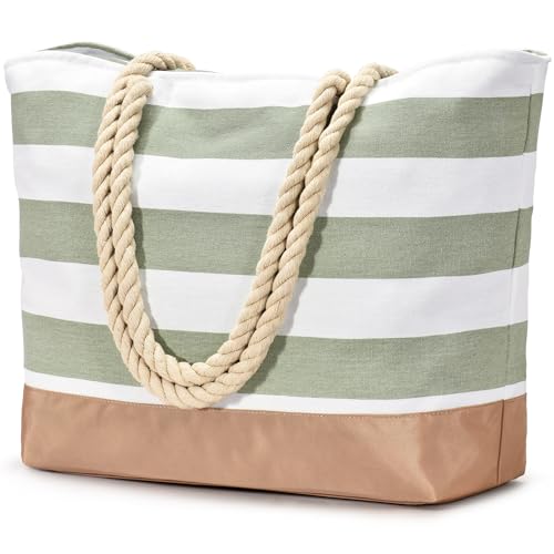 oscaurt Strandtasche Tote Bag mit Reißverschluss Große Shopper Tasche Wasserdicht Strandtasche XXL Badetasche Reisetasche Damen Umhängetasche Korbtasche Geschenke für Frauen
