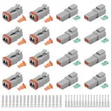 Deutscher Stecker KFZ 2 Polig, 8 Sätze DT Steckverbinder Wasserdichter, DT Stecker Steckverbinder, elektrischer Kabelverbinder, Schnellverbinder für Auto, Motorräder, LKW, Scooter, Grau