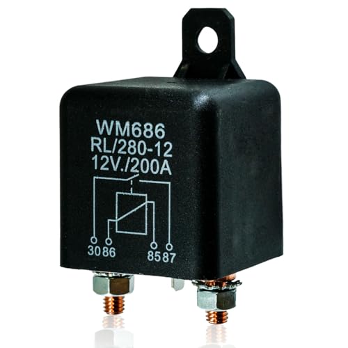 Selyse 200A 12V DC Startrelais 4-Pin Hochleistungs-Batterietrennrelais für Autos, Boote und Baufahrzeuge - EIN/AUS Schalter Relais RL/180