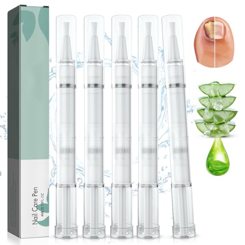 Nail Care Pen, 5 Stück Nail Care Stift, Nagelpflegestift mit Teebaumöl, Aloe Vera & Vitamin E, für gepflegte Fingernägel & Fußnägel