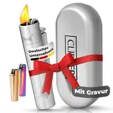 Clipper Feuerzeug mit Gravur | Feuerzeug Personalisiert | Gasfeuerzeug aus Metall | Feuerzeug mit Name | personalisiertes Geschenk | Geschenk für Männer | Jahrestag Geschenk für ihn (Silber)