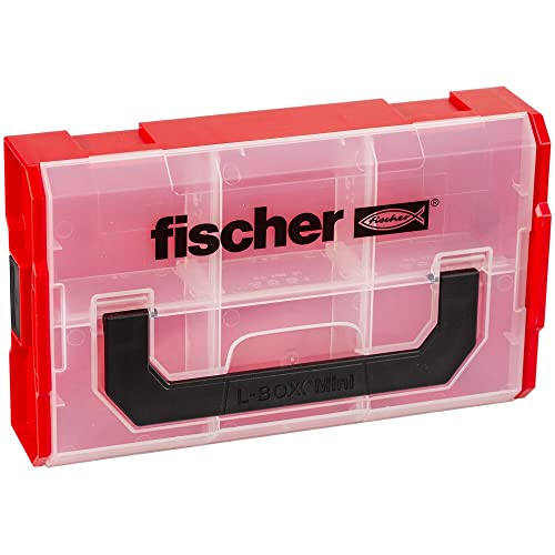 fischer FixTainer, Sortierbox für Kleinteile, universelle Aufbewahrungs-Box für Dübel, Schrauben & Muttern, stapelbare Werkzeugkiste mit Tragegriff & Klicksystem, Dübelbox