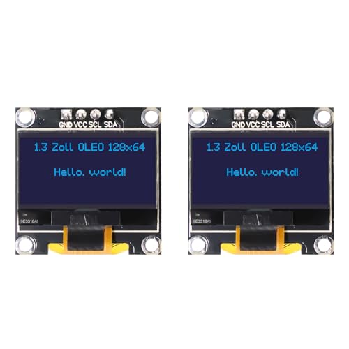 1,3 Zoll OLED Display Modul RUIZHI 2 Stück 1,3 Zoll OLED Display I2C 128 x 64 Pixel I2C Bildschirm Anzeigemodul mit Blaue Zeichen kompatibel mit Arduino