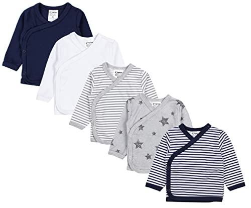 TupTam Baby Jungen Langarm Wickelshirt Baumwolle 5er Set, Farbe: Mehrfarbig 8, Größe: 56