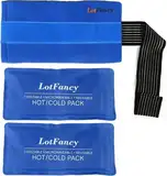 LotFancy 2x Kühlpads, Wiederverwendbare Kühlkompresse mit Vlieshülle inkl. Klettband, Kalt Warm Kühlakkus für Fieber, zur Linderung von Kopfschmerzen, Zahnschmerzen, Körperschmerzen