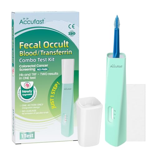 Accufast Darmtest Schnelltest - 2-in-1 Dickdarm Test für fäkal okkultes Blut (FOB) & Transferrin (TRF) | FOB Selbsttest Okkultes Blut im Stuhl Kombi Test für obere & untere Verdauungsgesundheit