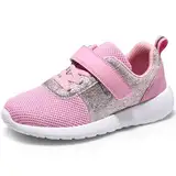 Mädchen Schuhe Kinder Turnschuhe Glitzer Sportschuhe Laufschuhe Hallenschuhe Sneakers Klettverschluss Tennisschuhe Festliche für Jugendliche,34 EU,Pink
