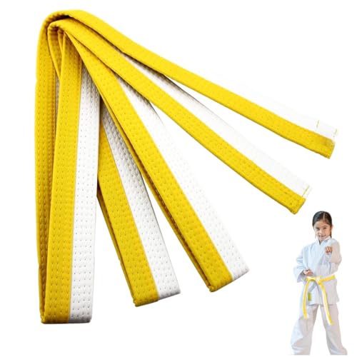 GJKLO 160cm Judoanzug kinder Judo gürtel Judo Karate Gürtel Belt Kampfkunst Karate Judo Baumwolle Taekwondo Belts Professioneller Karate Aikido Belt Kampfsportgürtel(Weiß Gelb)