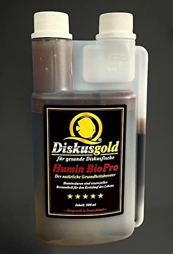 Diskusgold Humin BioPro 500ml Flüssig-Wasseraufbereitung für Aquarien, insbesondere für Diskusfische, Aquarienpflege, Diskusfischpflege, Wasserbehandlung