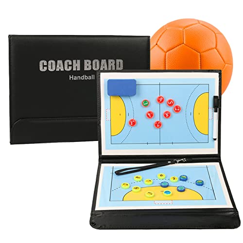 RoseFlower Taktiktafel Handball, 12.6" x 9.6" Trainermappe Handball, Magnetisches Handball Coaching Trainer Taktikbrett mit Schachfiguren, Stifte und Radiergummi für die Schulung oder Spielanalyse