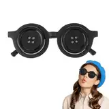 Sibba Halloween Partybrille Knopfbrille Augen Brille für Karneval Retro Spaßbrille Schwarzer Rund Button Eyes Glasses Kunststoff Brillen Kostüm Zubehör Hippie Verkleidung Party Cosplay Foto Requisiten