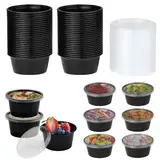 Jogoico 50 Stk. Aufbewahrungsdosen mit Deckel, 2 OZ Frischhaltedosen Auslaufsichere Container Mikrowellengeeignete Kunststoffbehälter Kühlbare Kleine Dosen für Soßen Dips Gewürze Wiederverwendbar