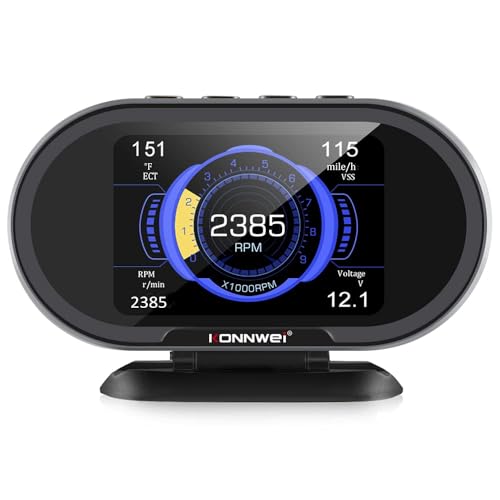 KONNWEI KW206 Auto OBD2 Diagnosegerät,Head Up OBD2 & HUD Display, All-in-One-Fahrzeug-Reisecomputer, überwachte Drehzahl, Wassertemperatur, OBDII-Scanner, obd2 diagnosegerät für alle fahrzeuge