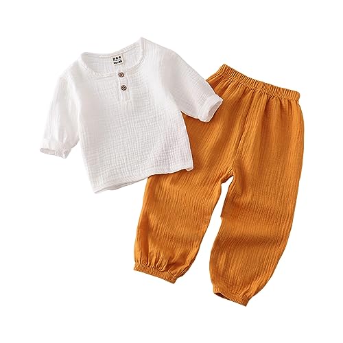 MaNMaNing Kleinkind Kinder Baby Junge Mädchen Solide Pullover Langarm Baumwolle Leinen Sweatshirt T Shirt Rundhals Tops Shorts Set Kleidung MANING88-K277