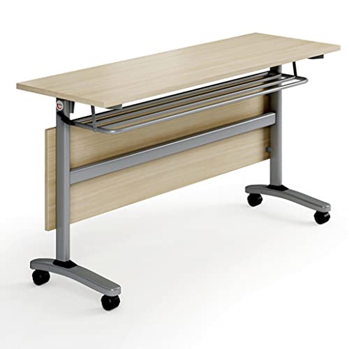 Mobiler Trainingstisch mit Aufbewahrungsregal für Konferenzräume, Schulungsräume, Medienzentren, Klassenzimmer, Gemeinschaftszentrum (Farbe: Holz, Größe: 160 x 50 x 75 cm) (Holz 140 x 40 x 75 cm