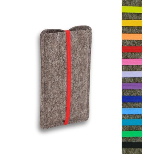 11-lein Handyhülle Filz, Handytasche mit Gummiband, maßgeschneidert für dein Handymodell, Farbwahl, hergestellt in Deutschland