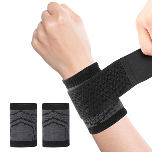 COMNICO 2 Stück Handgelenk Bandage, Verstellbare Bandagen Elastisch Atmungsaktiv Kompressionsriemen Unterstützung Bequeme Ärmel-Armbänder für Männer und Frauen