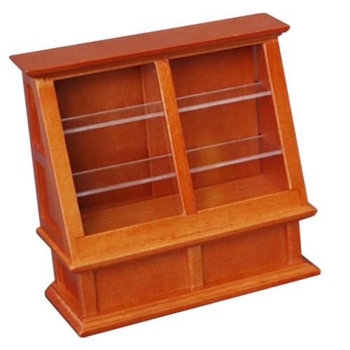 BESPORTBLE Bäckerei Schrank Aus Holz Mini Kuchen Anzeigeschrank Für Puppenhausmöbel Dekoratives Möbelstück Für Kreative Spielwelten Hochwertiges Design Natürlicher