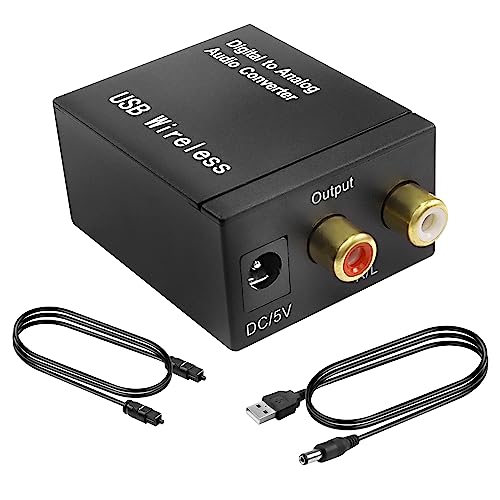 MEIRIYFA Digital zu Analog Audio Converter mit eingebautem Bluetooth 5.0 Chip, Digital Optical Koaxial zu Analog RCA Audio Converter Adapter mit Glasfaserkabel für Xbox TV Box DVD Amp Heimkino